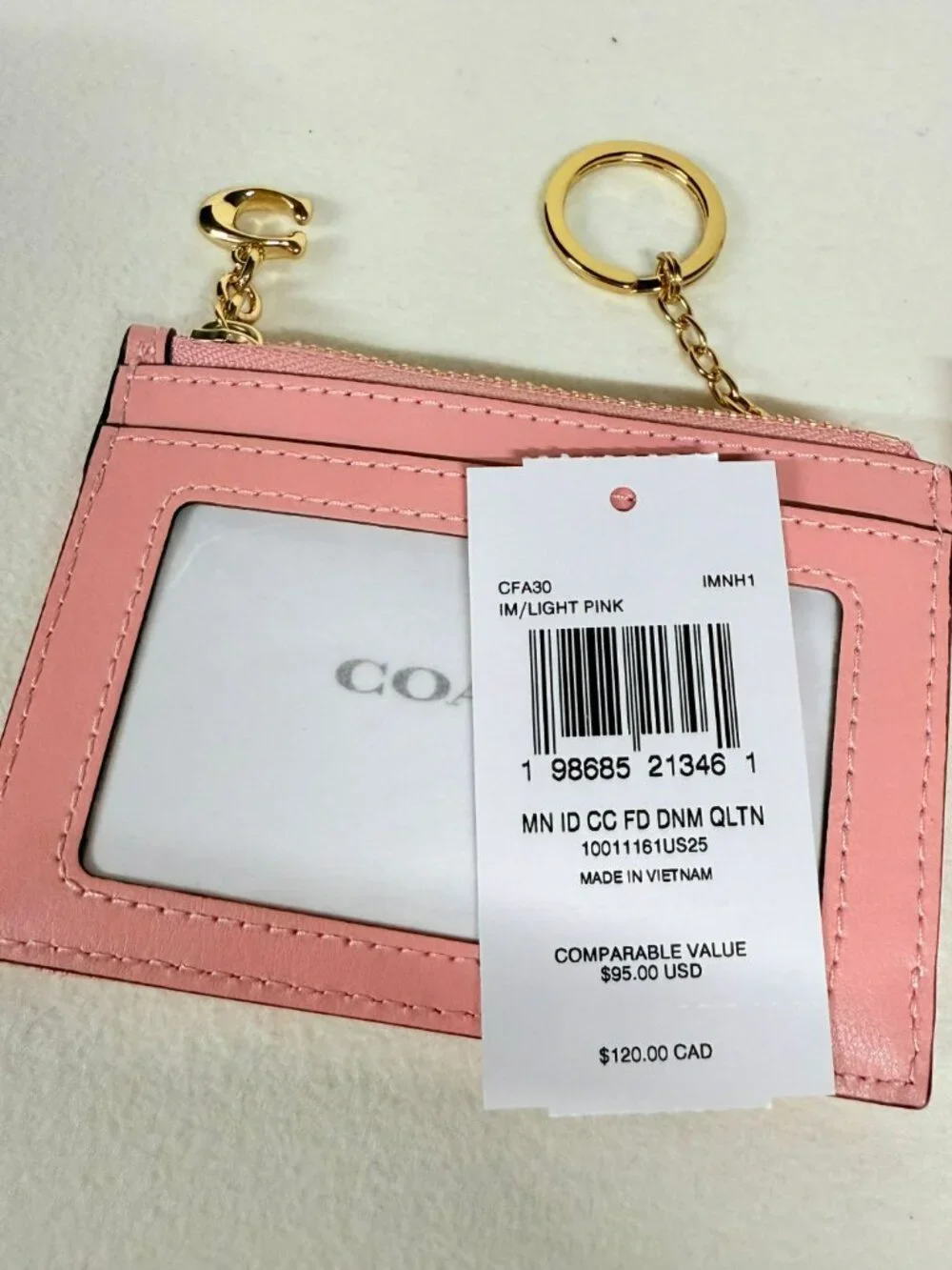 coach Mini Skinny Id Case In Loved Denim With Quilting And Charm cfa30